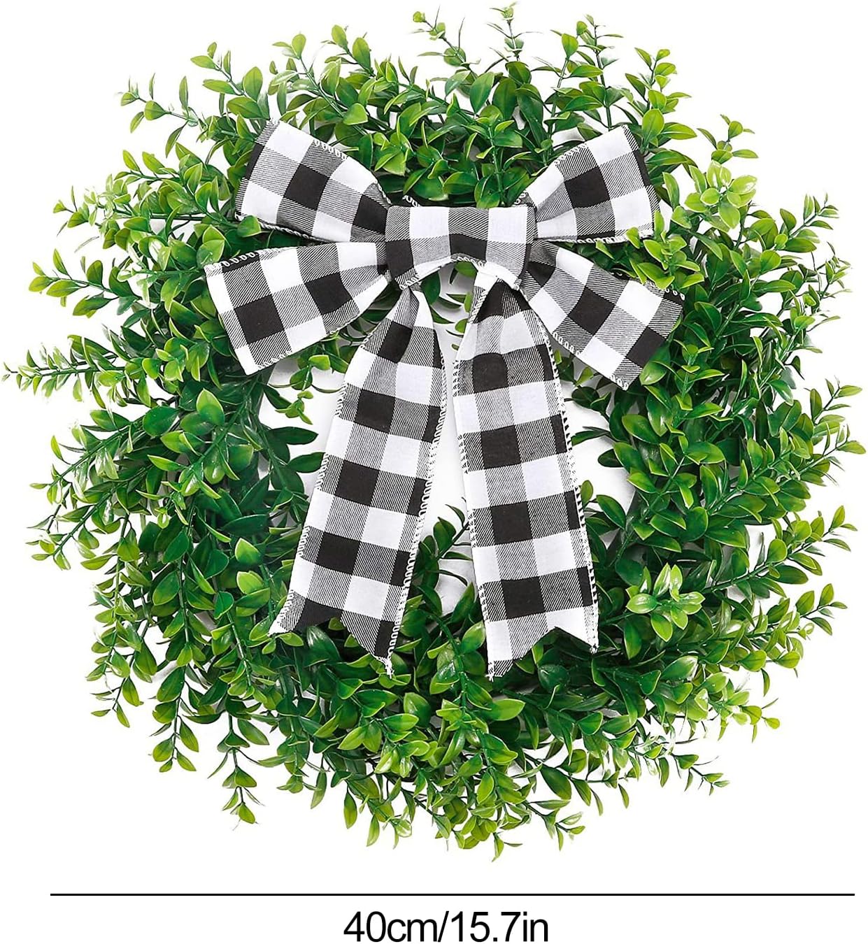 Belupai 157in Black White Plaid Bow Garland Wreath