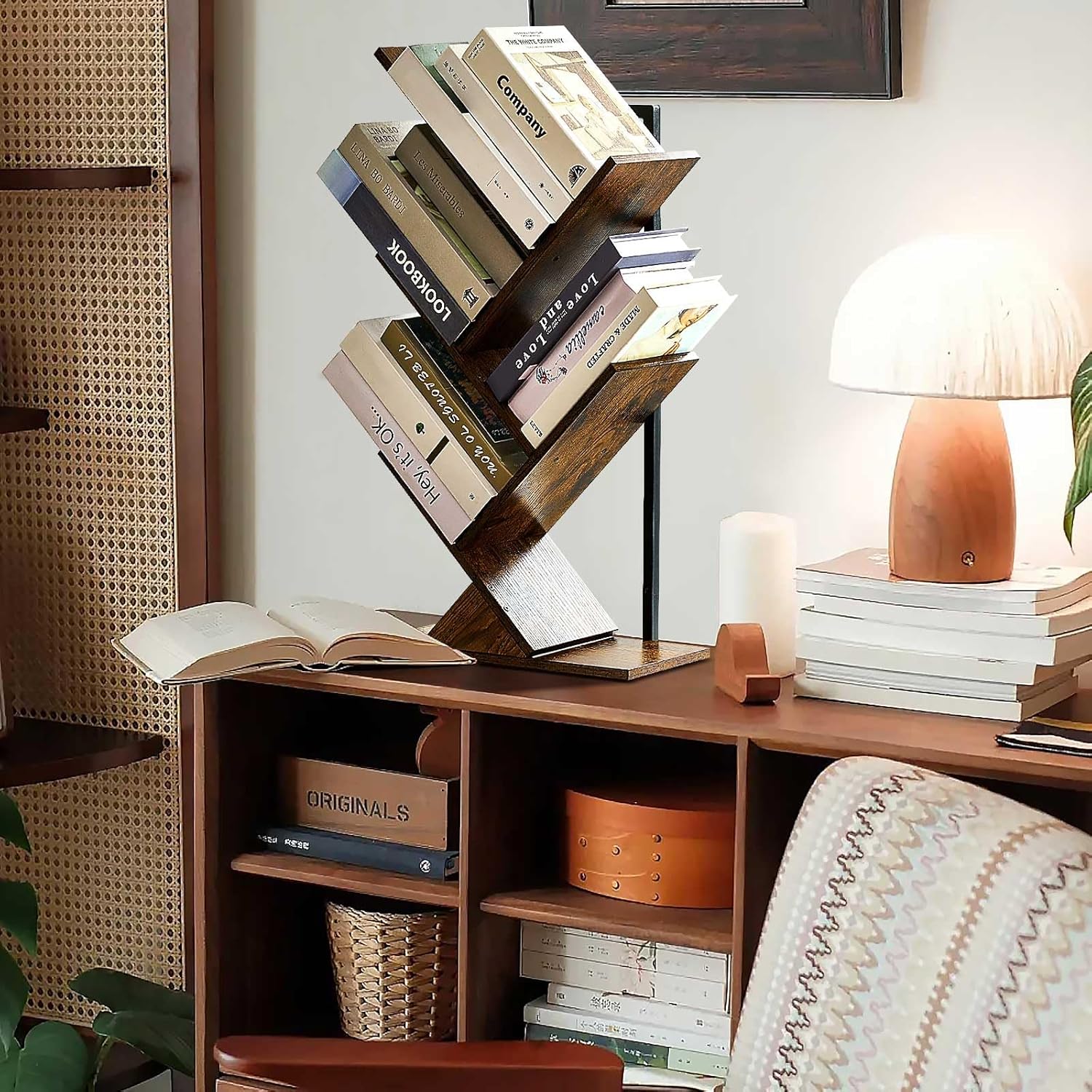 BESHIGH 5 Tier Tree Bookshelf Wall Mount