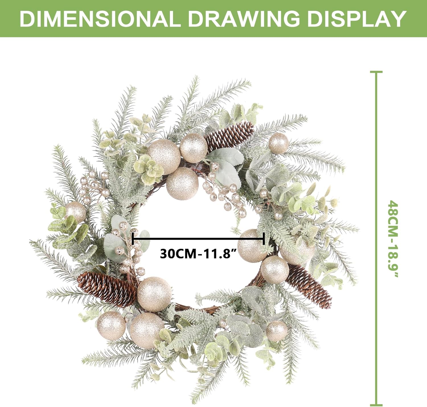 Super Holiday 19 Inch Champagne Christmas Wreath