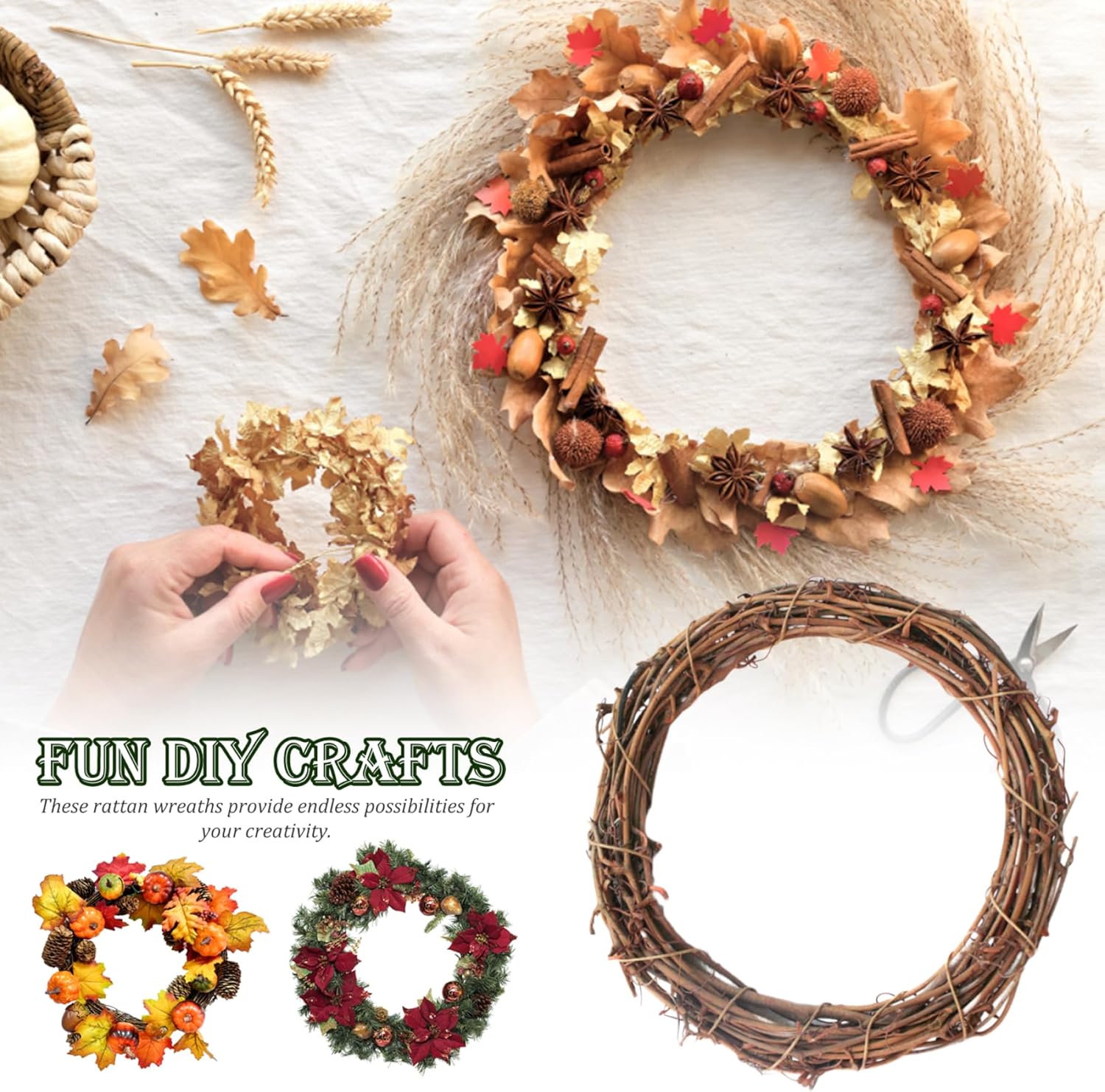 Eioflia Natural Grapevine Wreath 5 Pcs 787 Inch