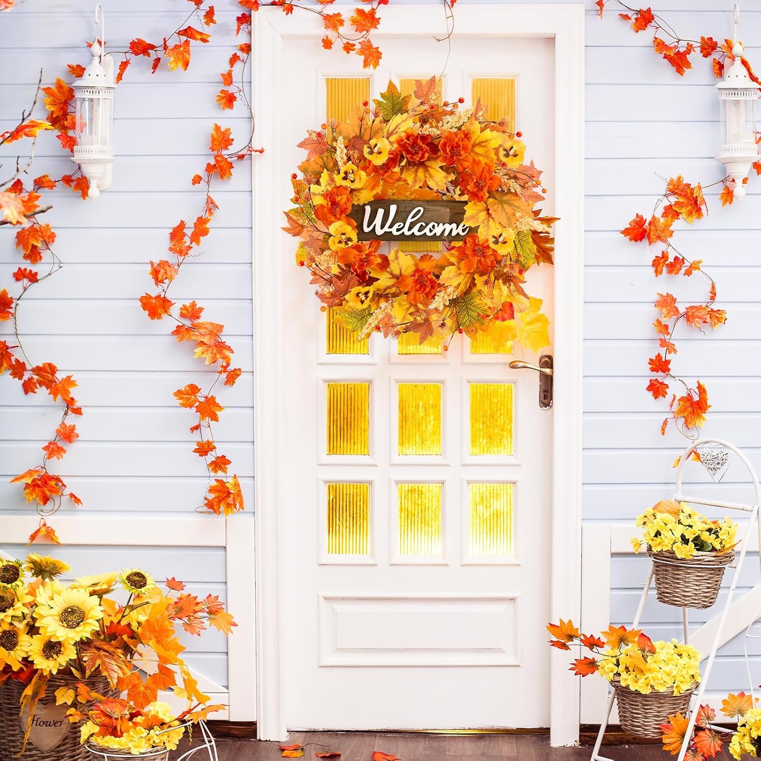 24 Inch Fall Wreath Front Door Decor
