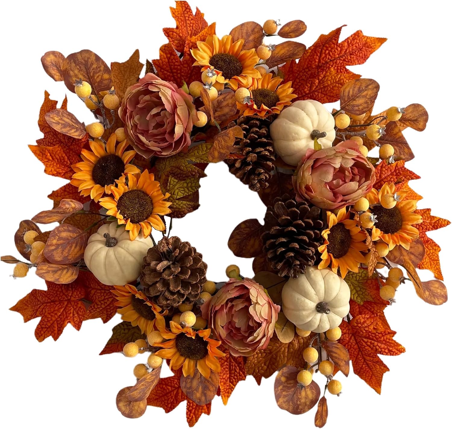 18 Inch Fall Wreath for Front Door Autumn Decor