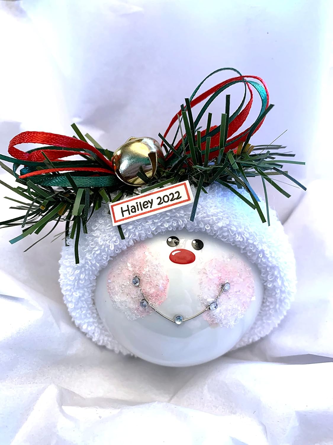 Personalized Braces Christmas Jingle Bell Glass Ornament