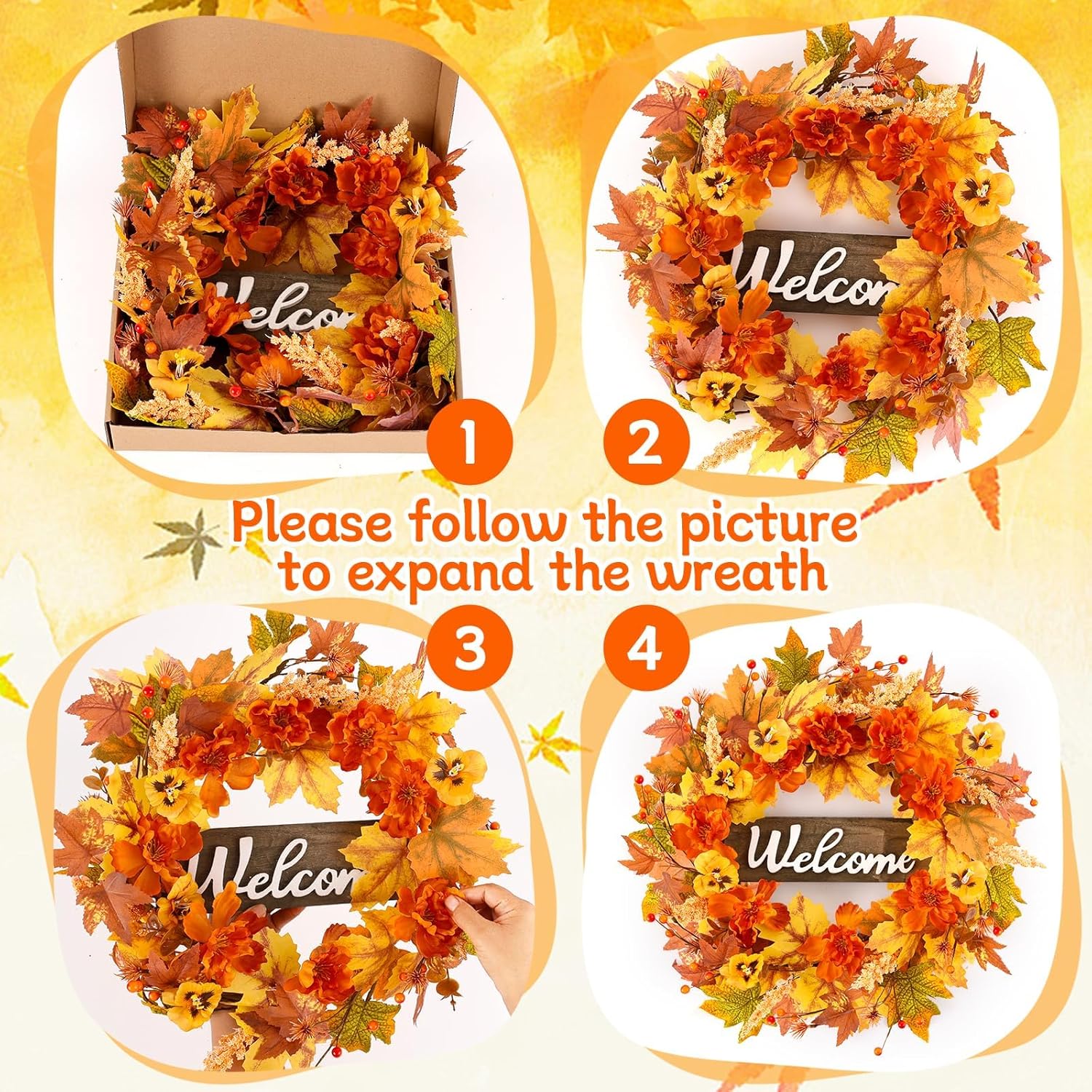 24 Inch Fall Wreath Front Door Decor