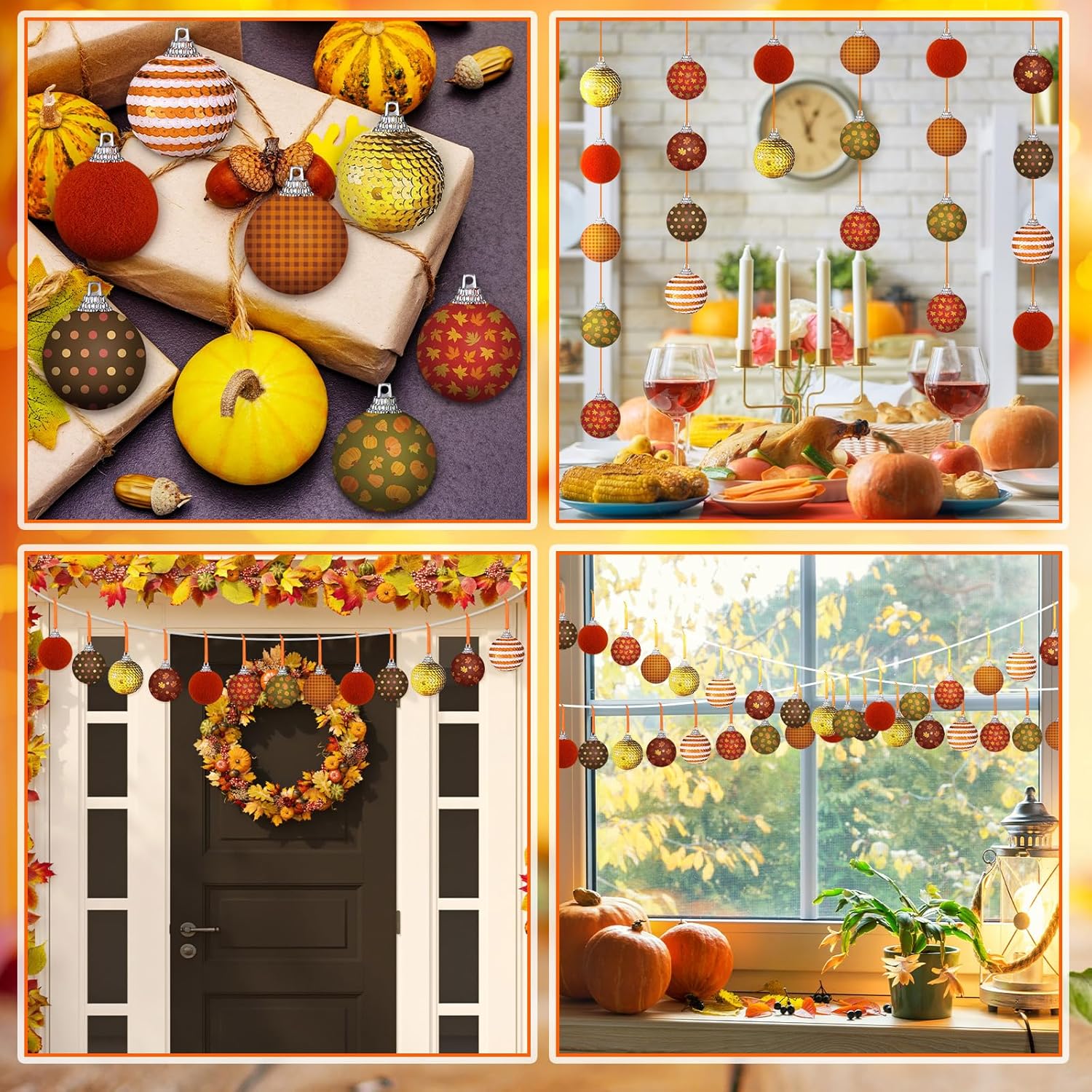 XunYee 24 Pcs Autumn Fall Decor Hanging Ornaments