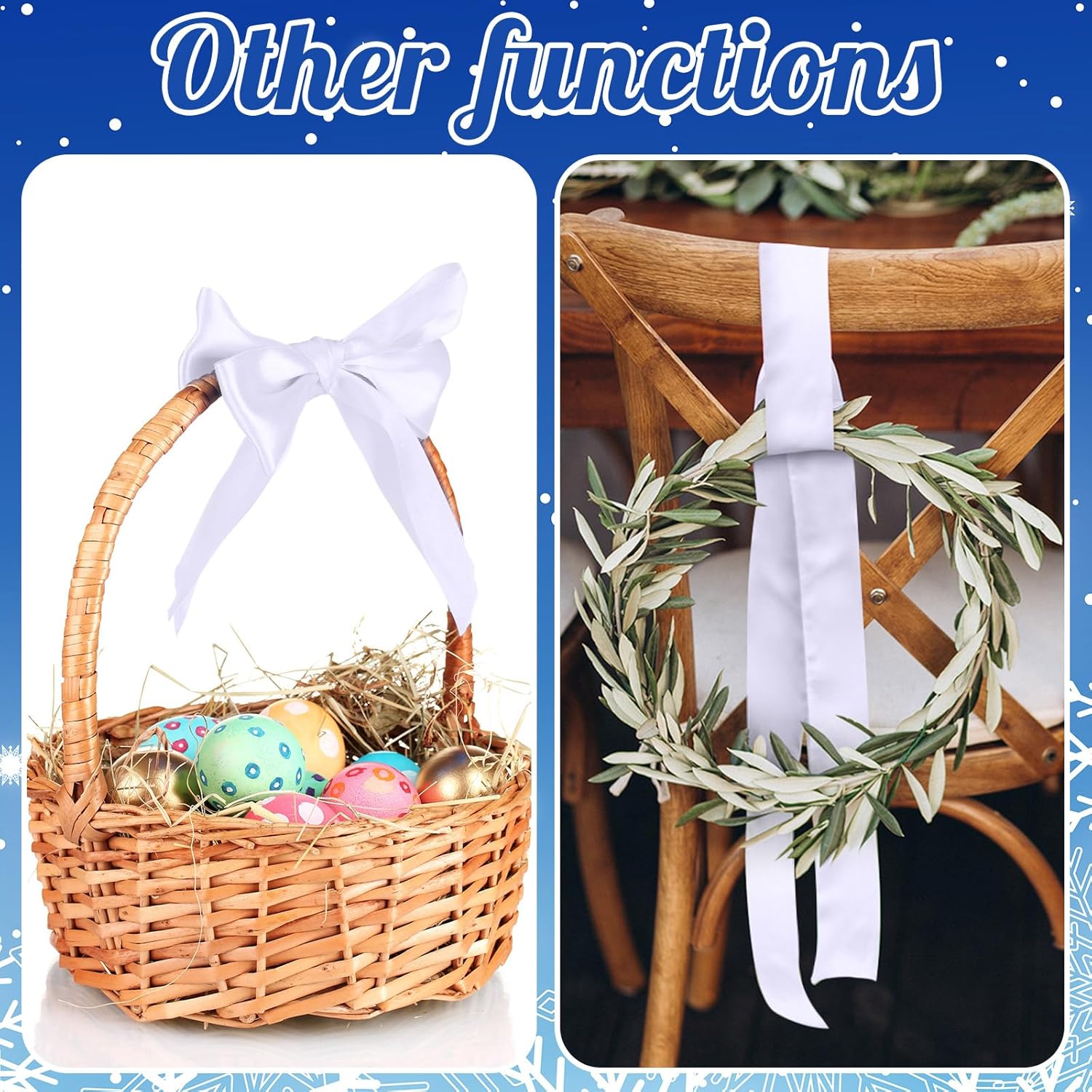 2 Pcs White Wreath Sash for Front Door Decor