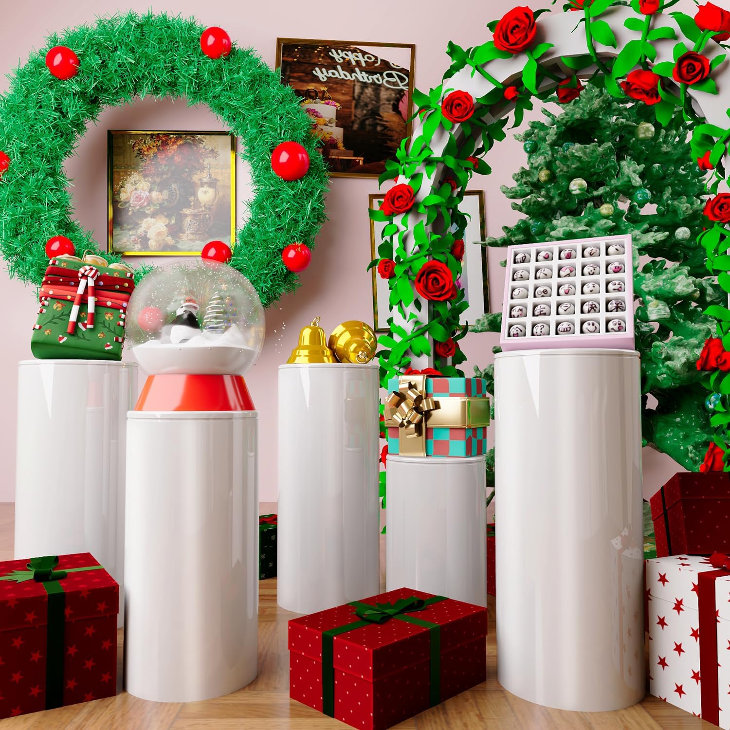 Cylinder Stands for Party Decor 5 Piece Set