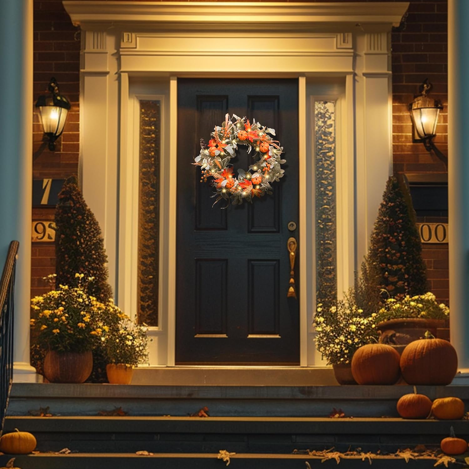 Valery Madelyn 24 Inch Collapsible Fall Wreath with Lights