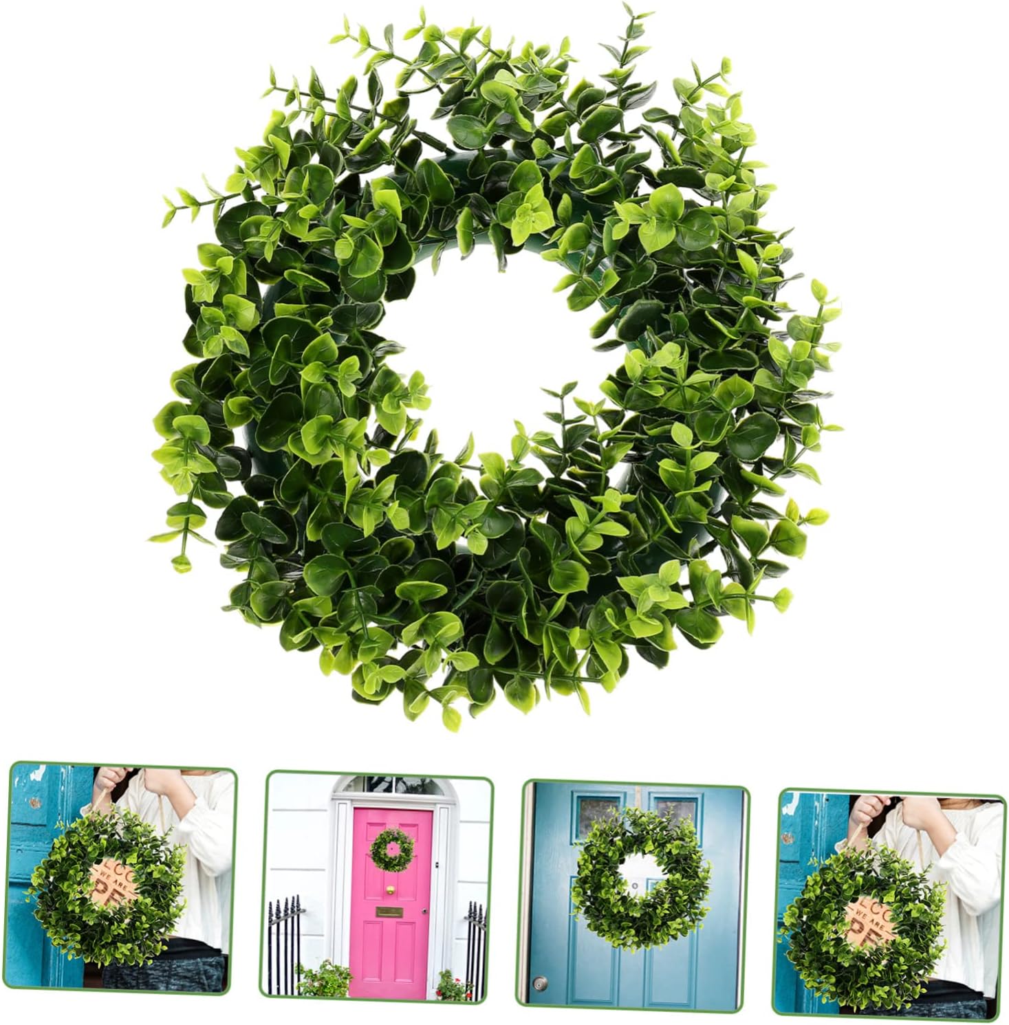 MAGICLULU Eucalyptus Leaf Wreath Door Hanger Modern Farmhouse Decor