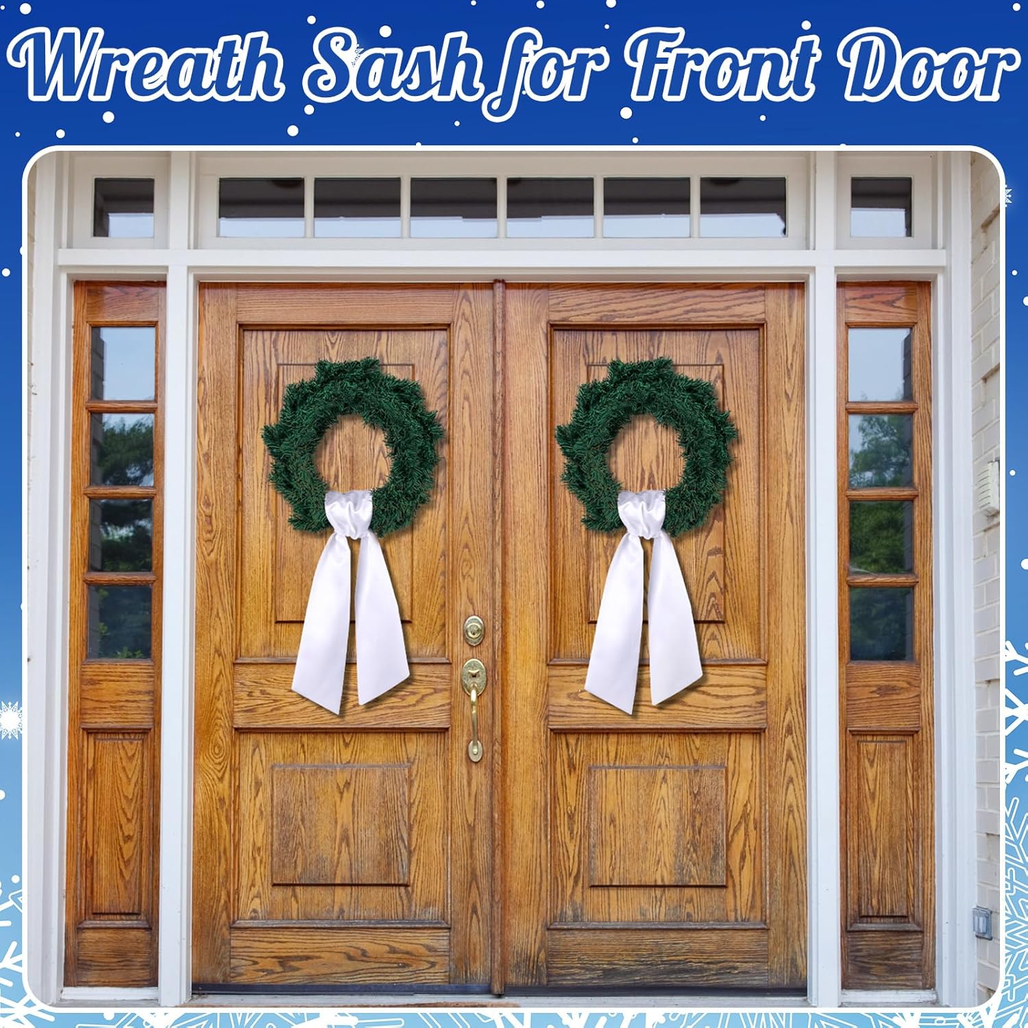 2 Pcs White Wreath Sash for Front Door Decor