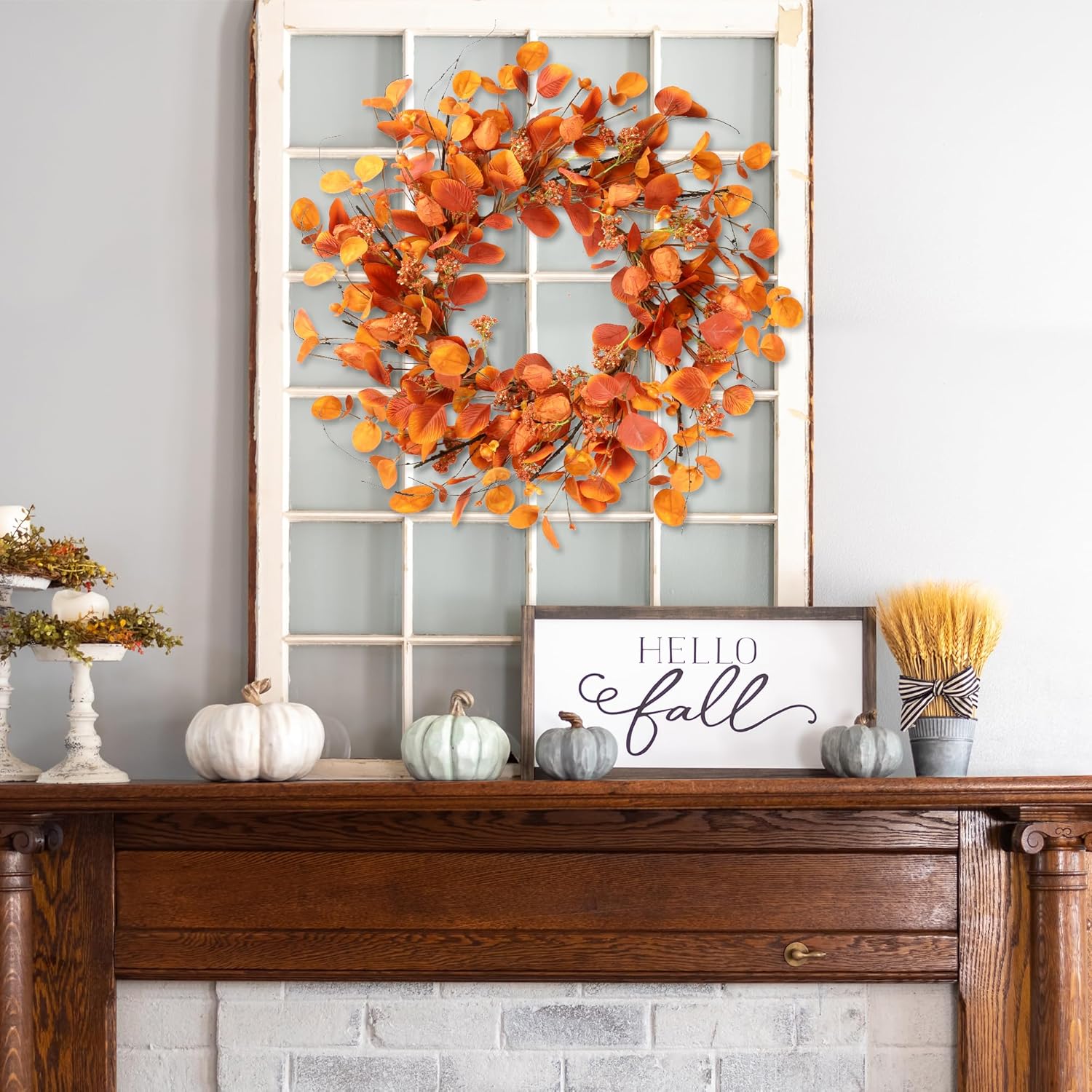 Sggvecsy Fall Wreath 20 Inch Autumn Decor for Front Door