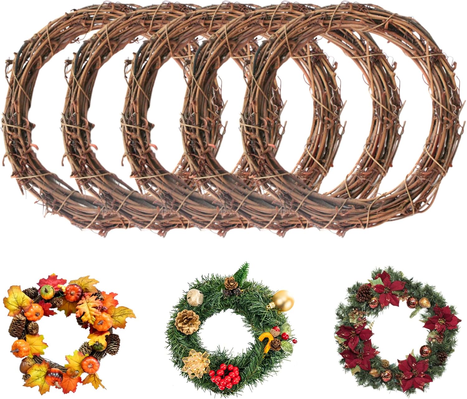 Eioflia Natural Grapevine Wreath 5 Pcs 787 Inch
