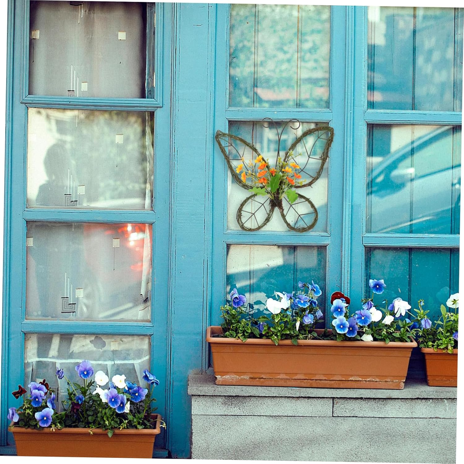 Butterfly Shaped Floral Wreath Spring Door Hanging Decoration