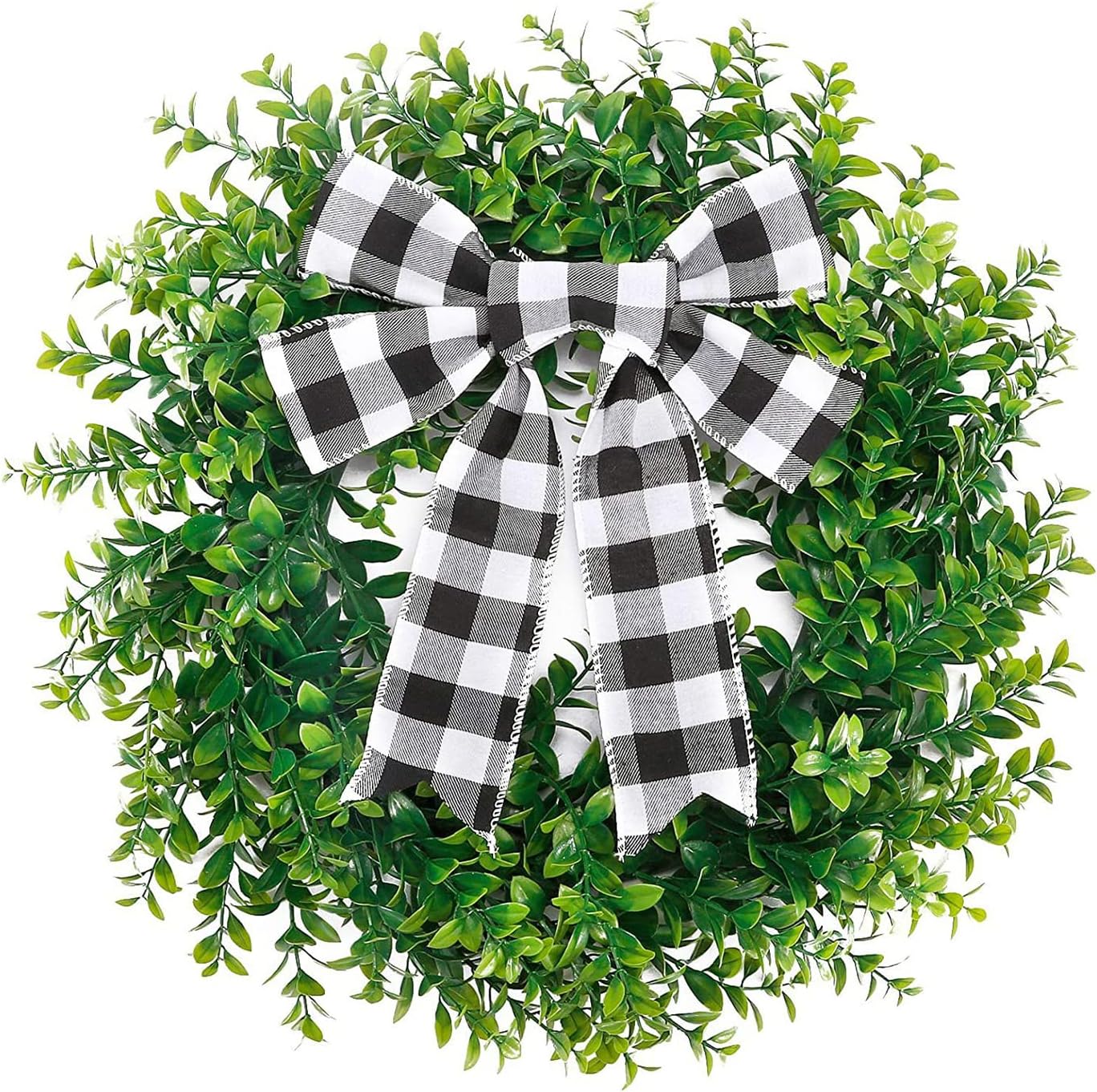 Belupai 157in Black White Plaid Bow Garland Wreath