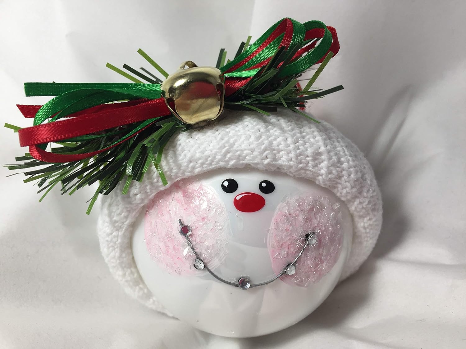 Personalized Braces Christmas Jingle Bell Glass Ornament