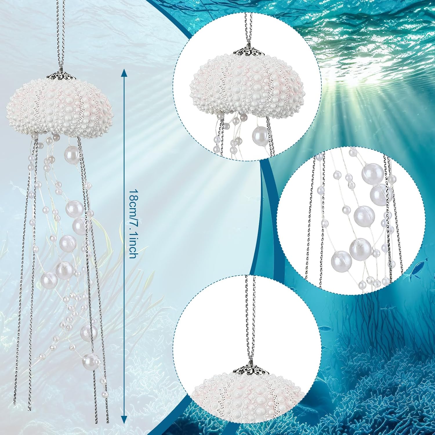 6 Pcs Sea Urchin Jellyfish Christmas Ornament Decor