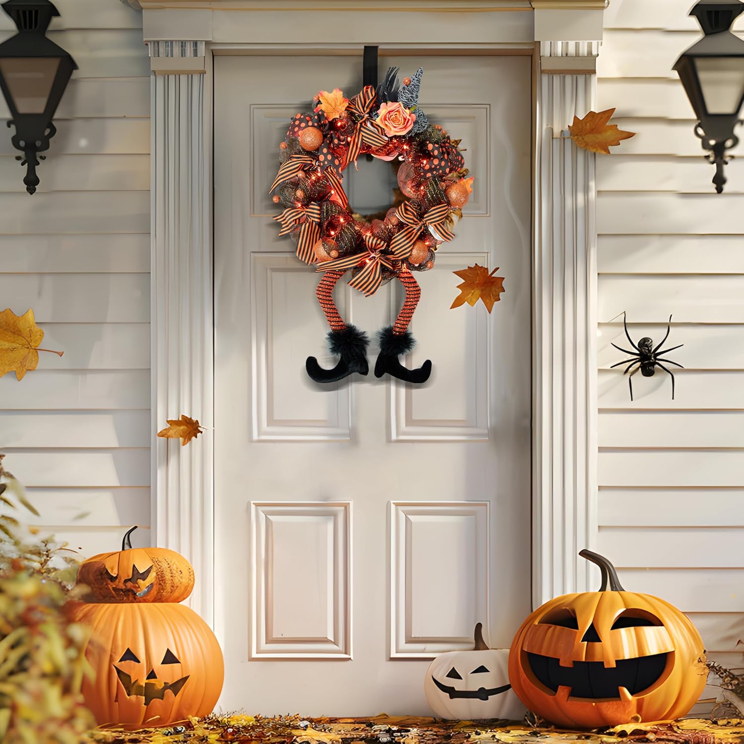 Joiedomi Halloween Wreath with 50 LED Lights