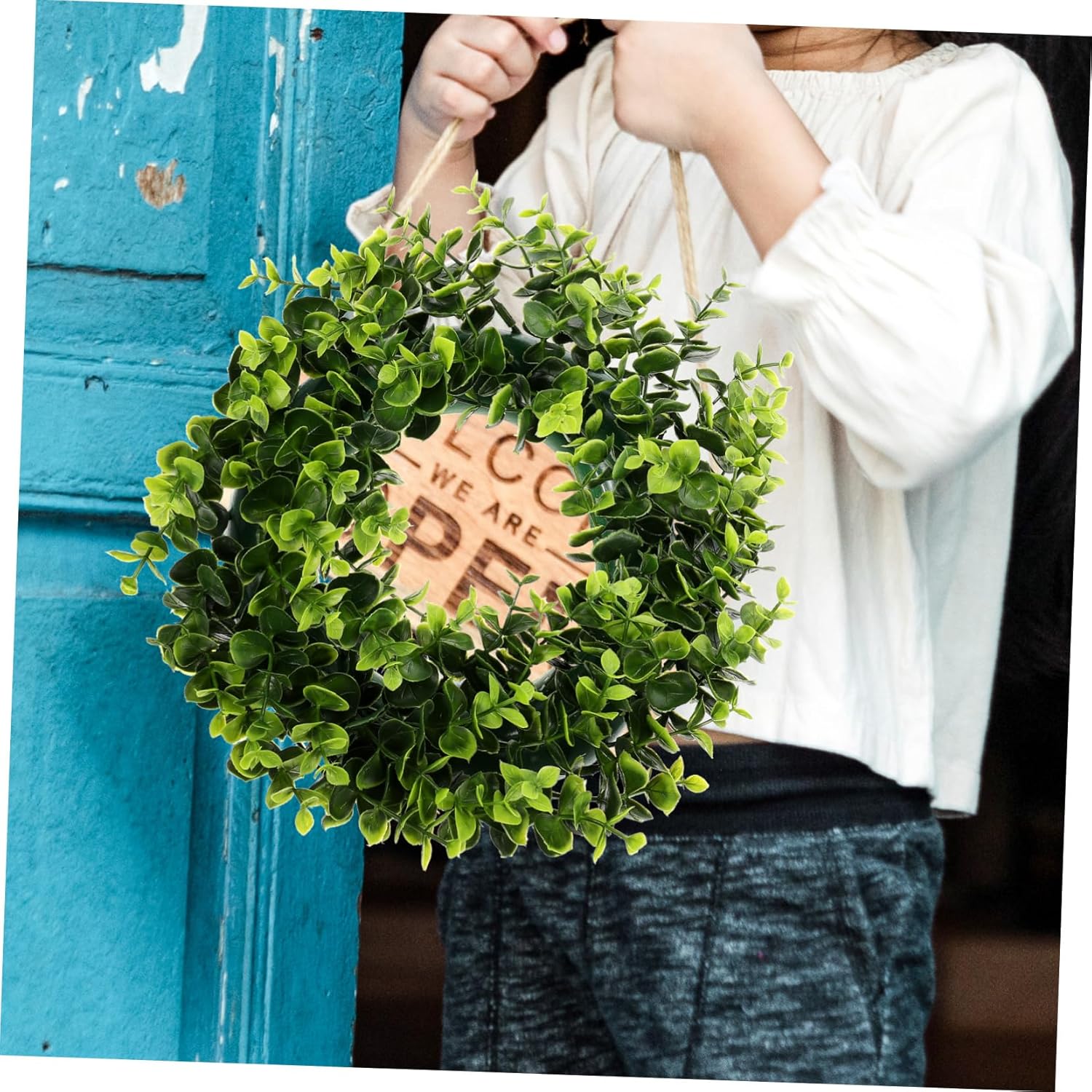 MAGICLULU Eucalyptus Leaf Wreath Door Hanger Modern Farmhouse Decor