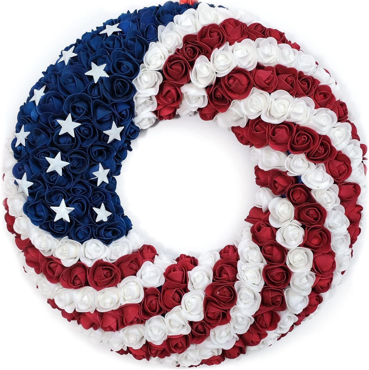 18 Inch Patriotic Roses Wreath for 4th of July
