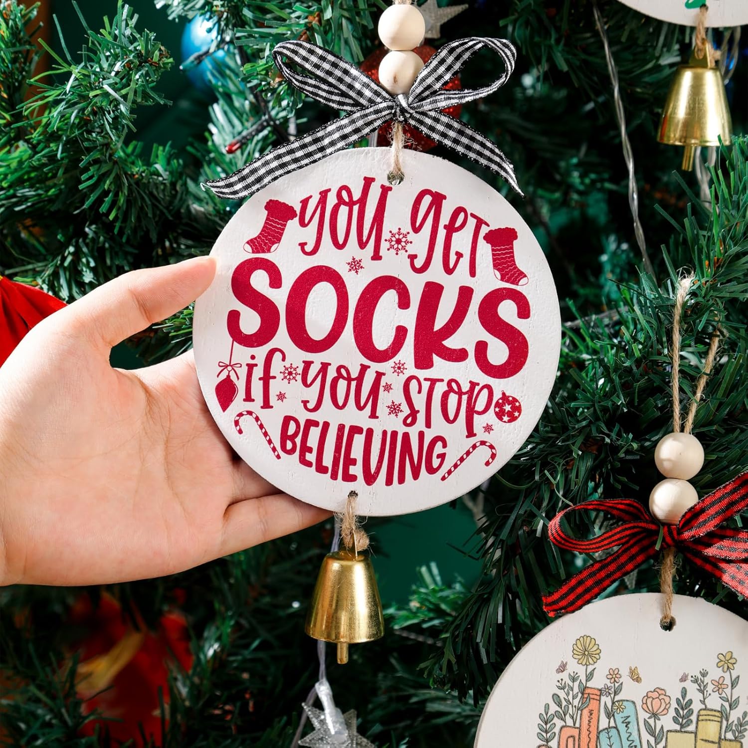 Funny White Elephant Gift Wooden Christmas Ornament