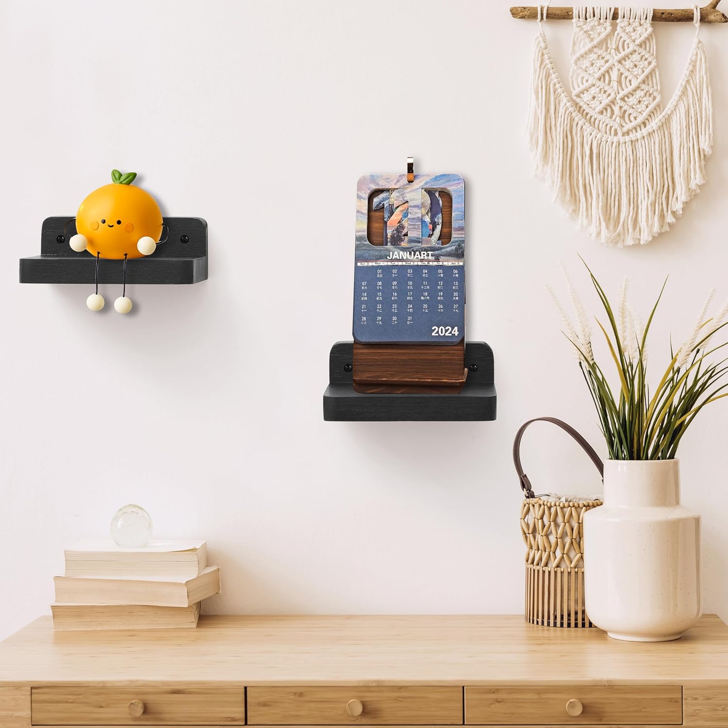 Small Floating Shelf 4x4 Inch Wood Shelf for Wall Display