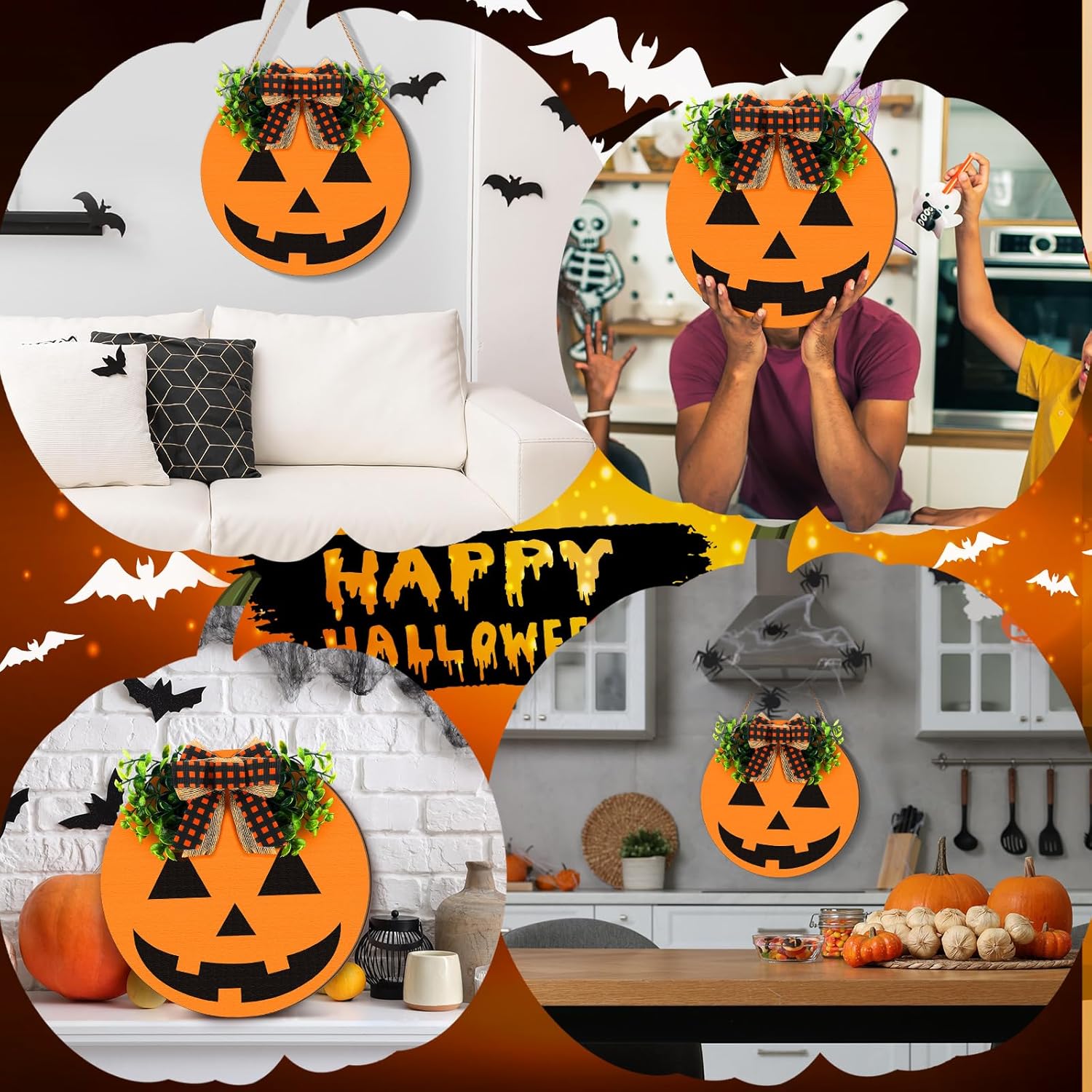 Moucuny Easter Wreath Front Door Decor 118 x 118 Inch Rabbit Sign