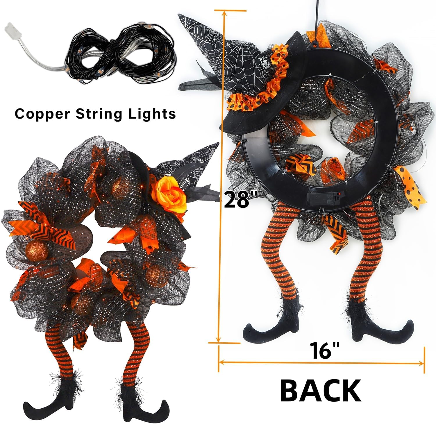 Yosager Halloween Wreath with LED Lights