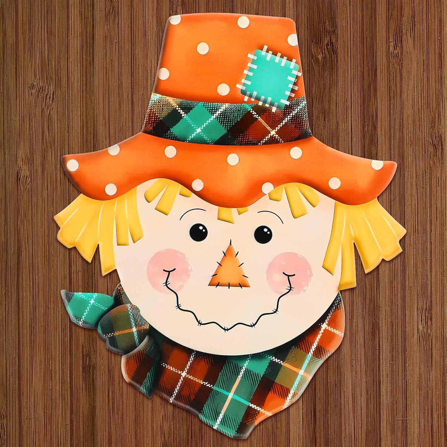Metal Fall Door Scarecrow Head Welcome Sign