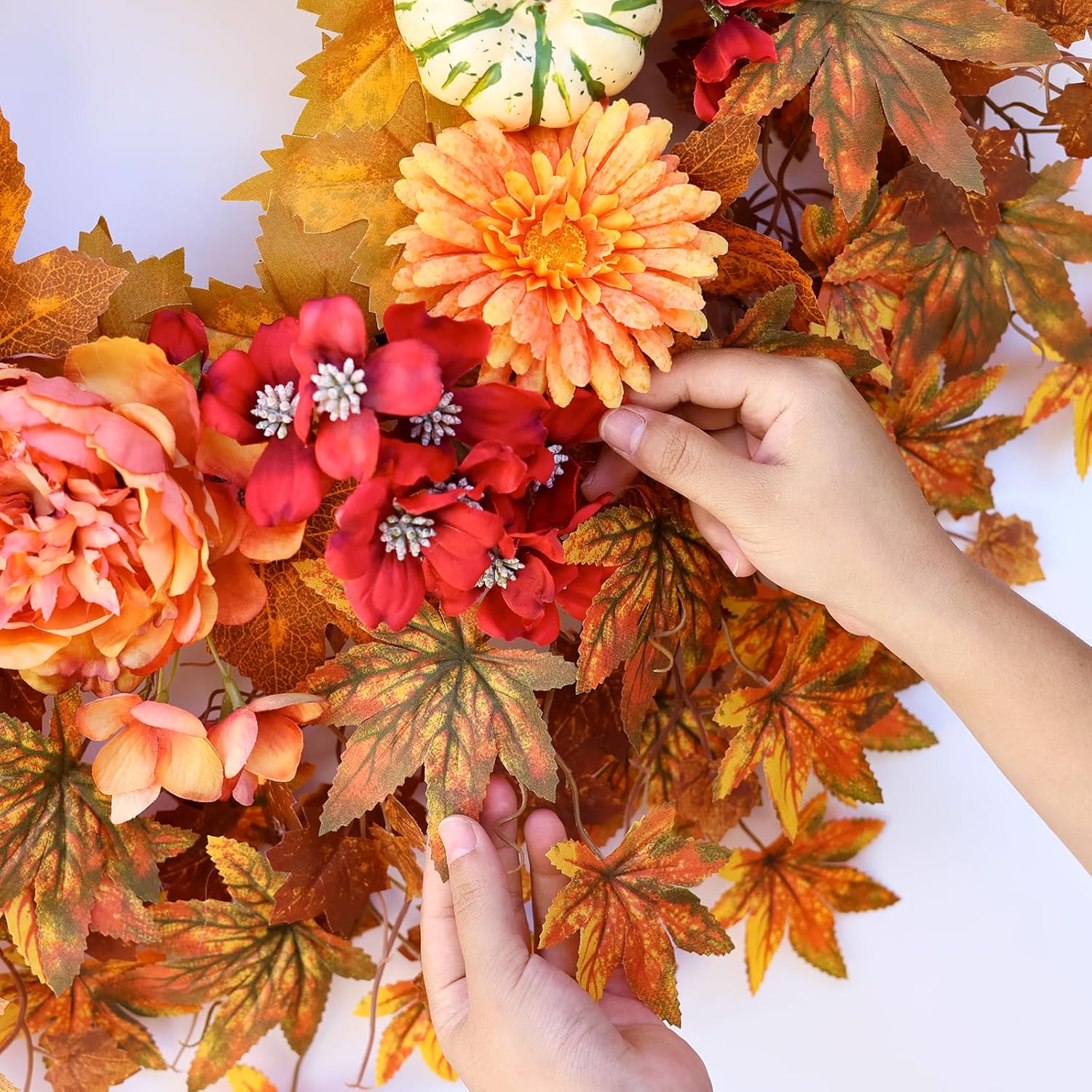 26 Fall Wreath for Front Door - Decorative Artificial Autumn Decor