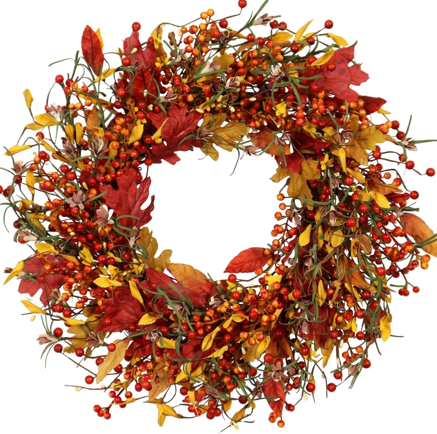 Full and Lush Fall Door Wreath 20 Inch Handcrafted