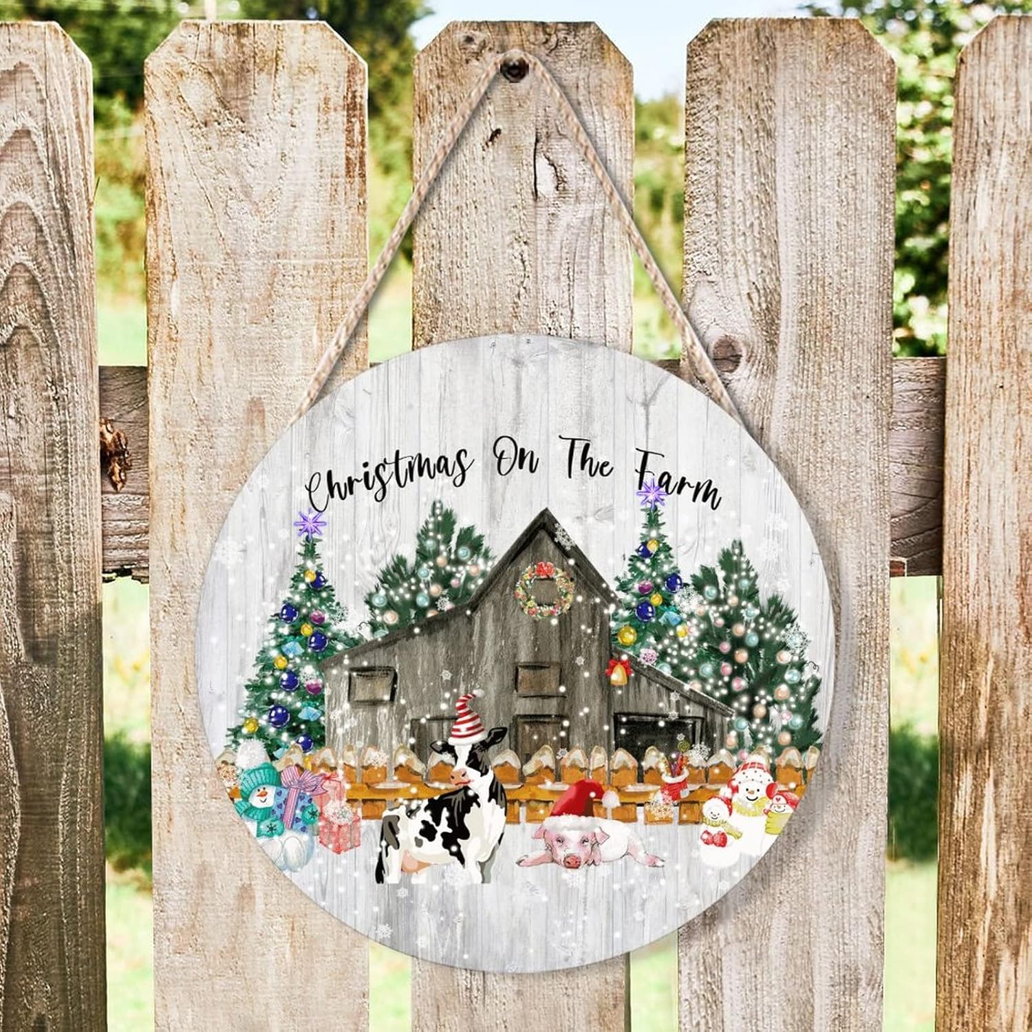 Farmhouse Front Door Hanger Wood Sign 12x12in