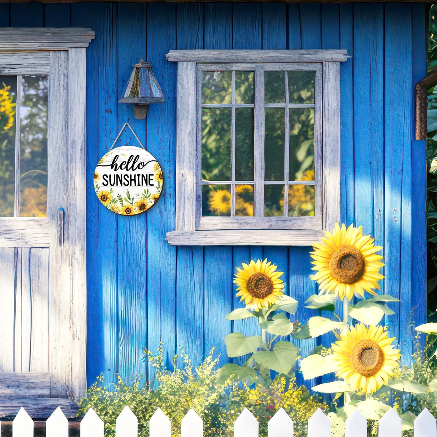 Artinme Summer Decor Wreath 12x12 Inch Hello Sunshine