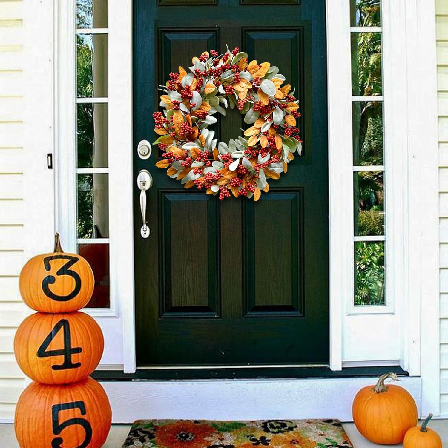 TEMPUS 18 Inch Autumn Wreath with Red Berries