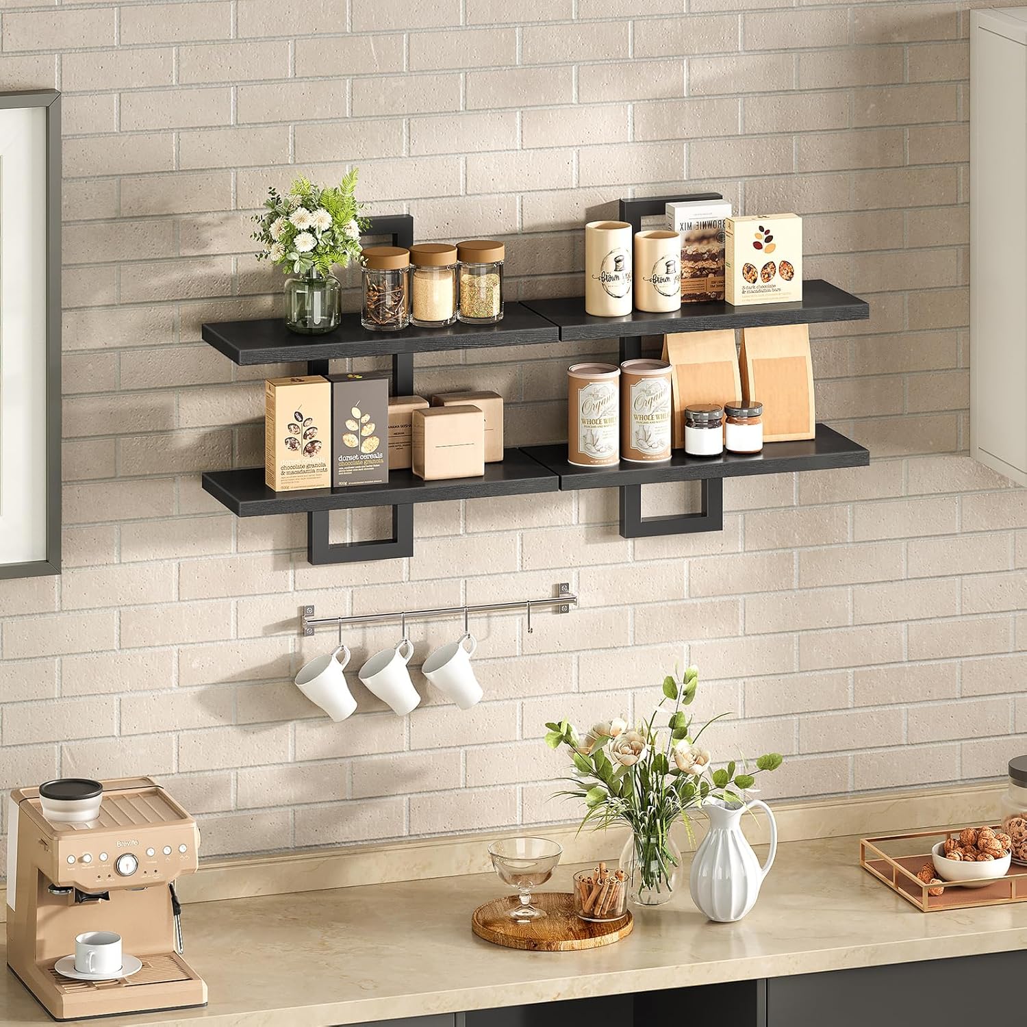 HOOBRO Floating Shelves Set of 2 15 Inch Black