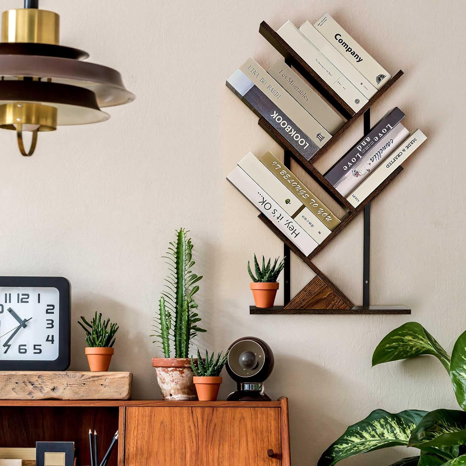 BESHIGH 5 Tier Tree Bookshelf Wall Mount