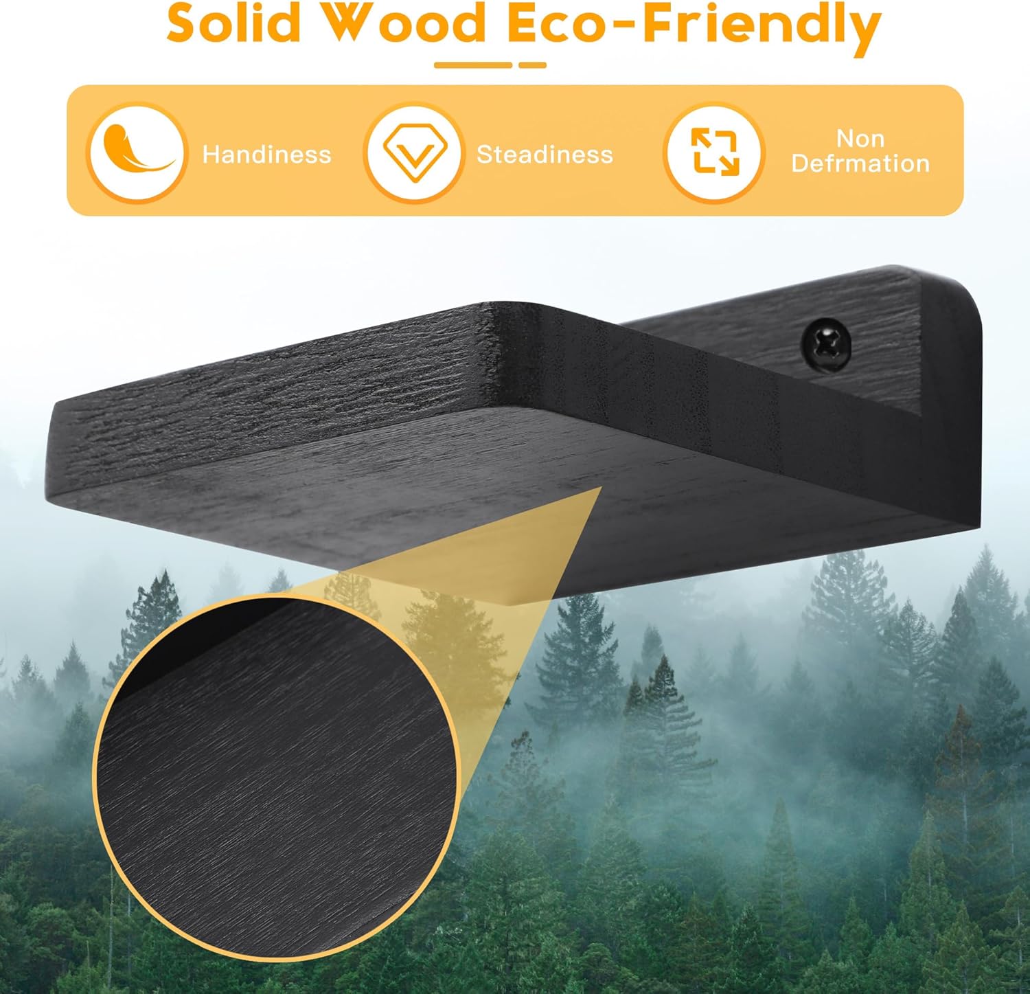 Small Floating Shelf 4x4 Inch Wood Shelf for Wall Display