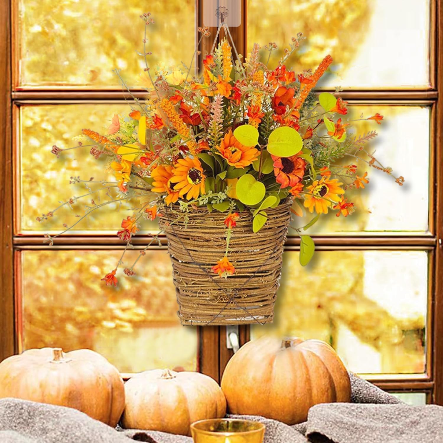 Fall Flowers Artificial Wreath for Front Door