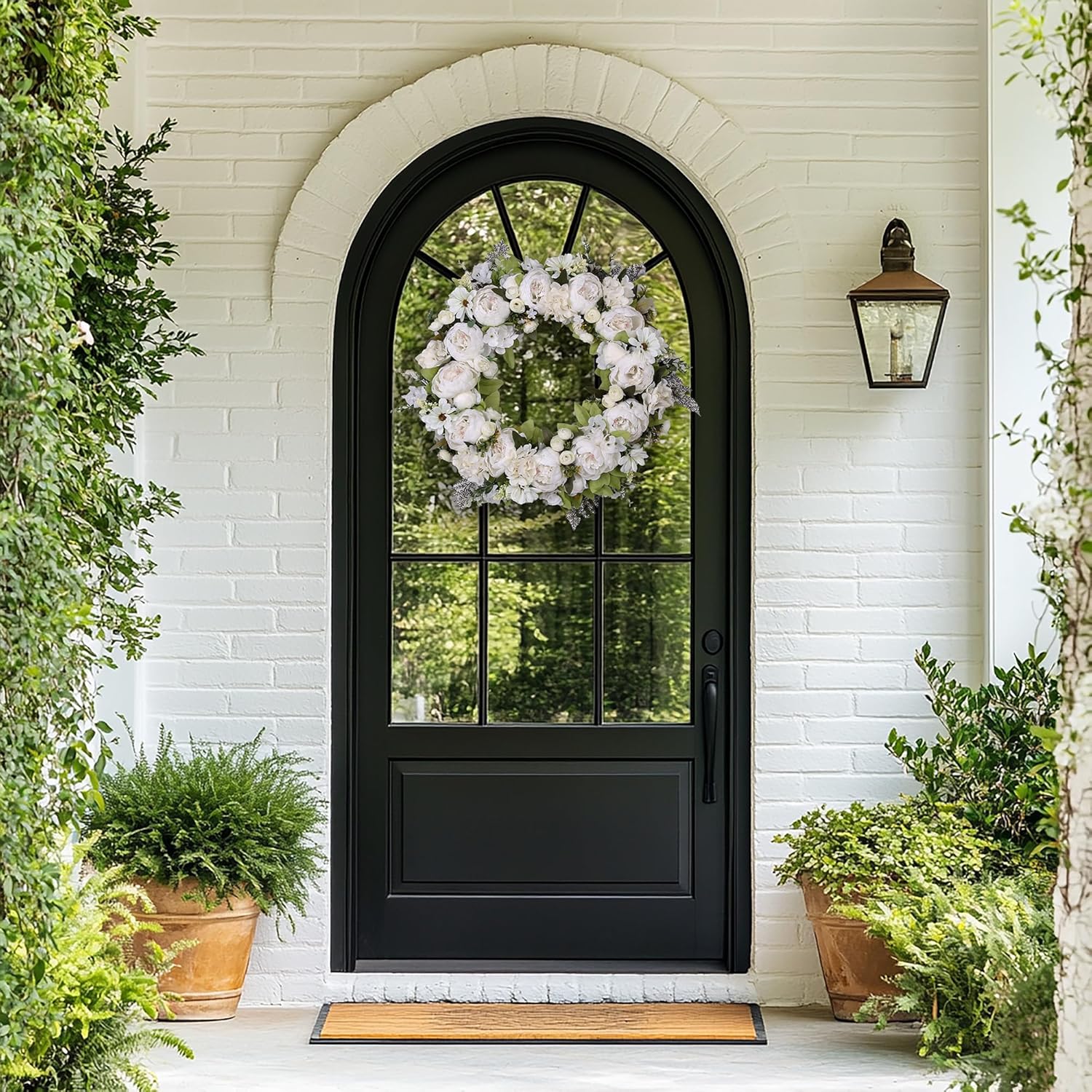 EZsenses Peony Wreath 23 Inch Front Door Decor