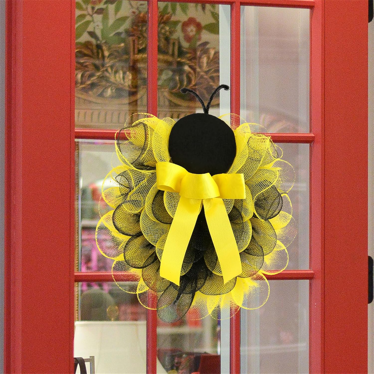 14 Inch Bees Welcome Wreath Spring Door Decor