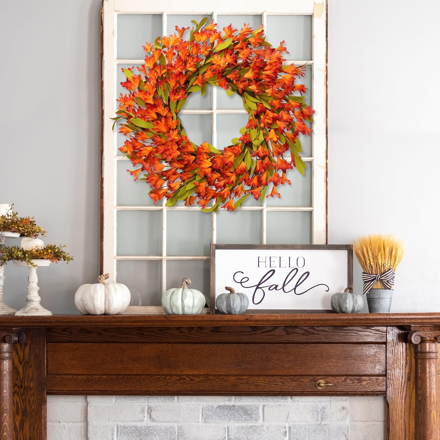 Sggvecsy Artificial Fall Wreath 22 Autumn Decor