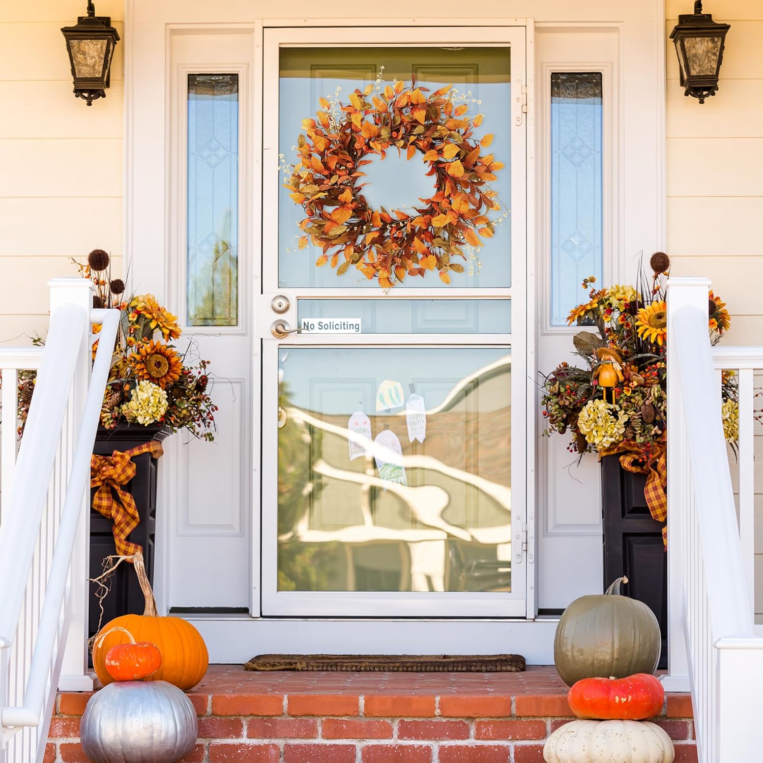 Sggvecsy Fall Wreath 21 Inch Autumn Decor Door Accent