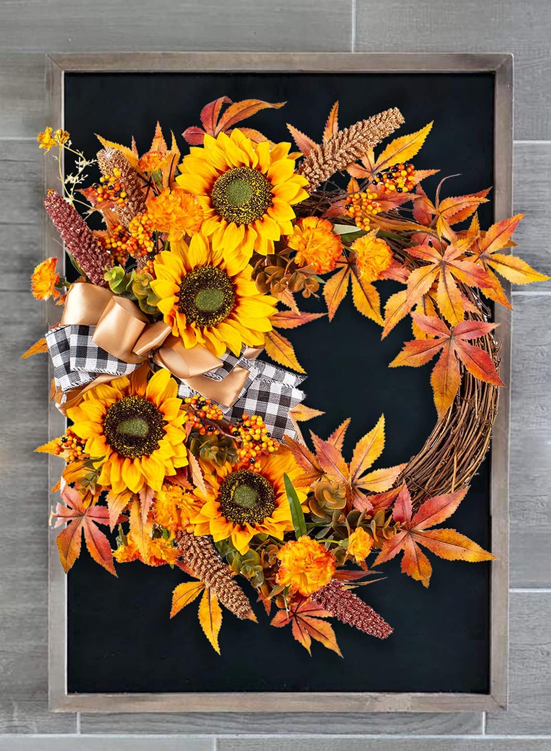 WANNA-CUL 16 Inch Fall Wreath Decor for Front Door