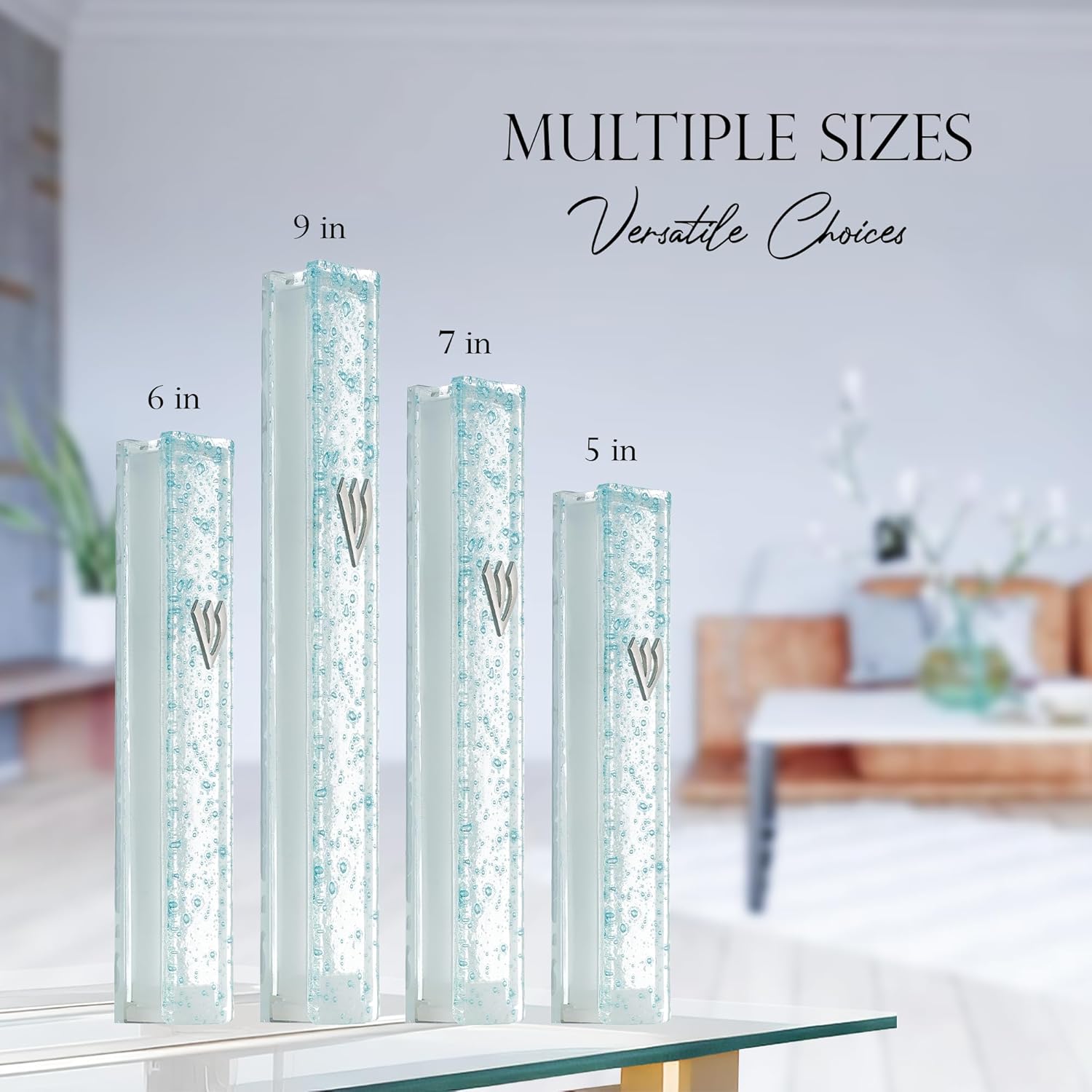 Modern Glass Mezuzah Case with Non-Kosher Scroll