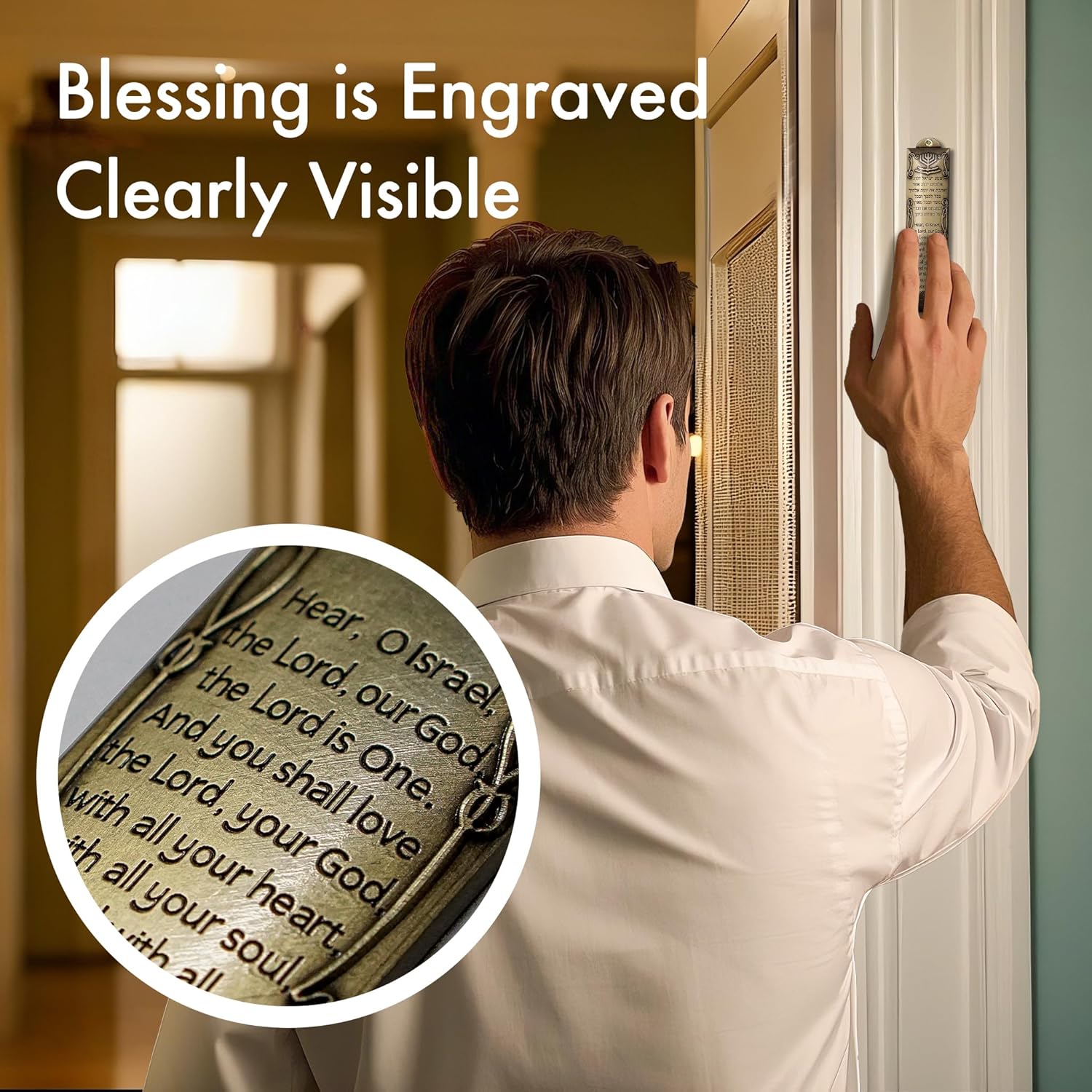 Durable Mezuzah Set of 5 Gold Metal Scrolls for Door