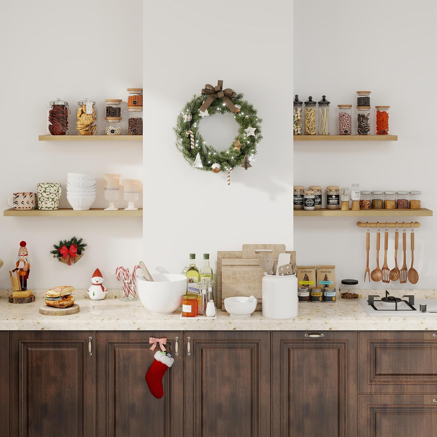 Fun Memories Set of 2 Rustic Floating Wall Shelves