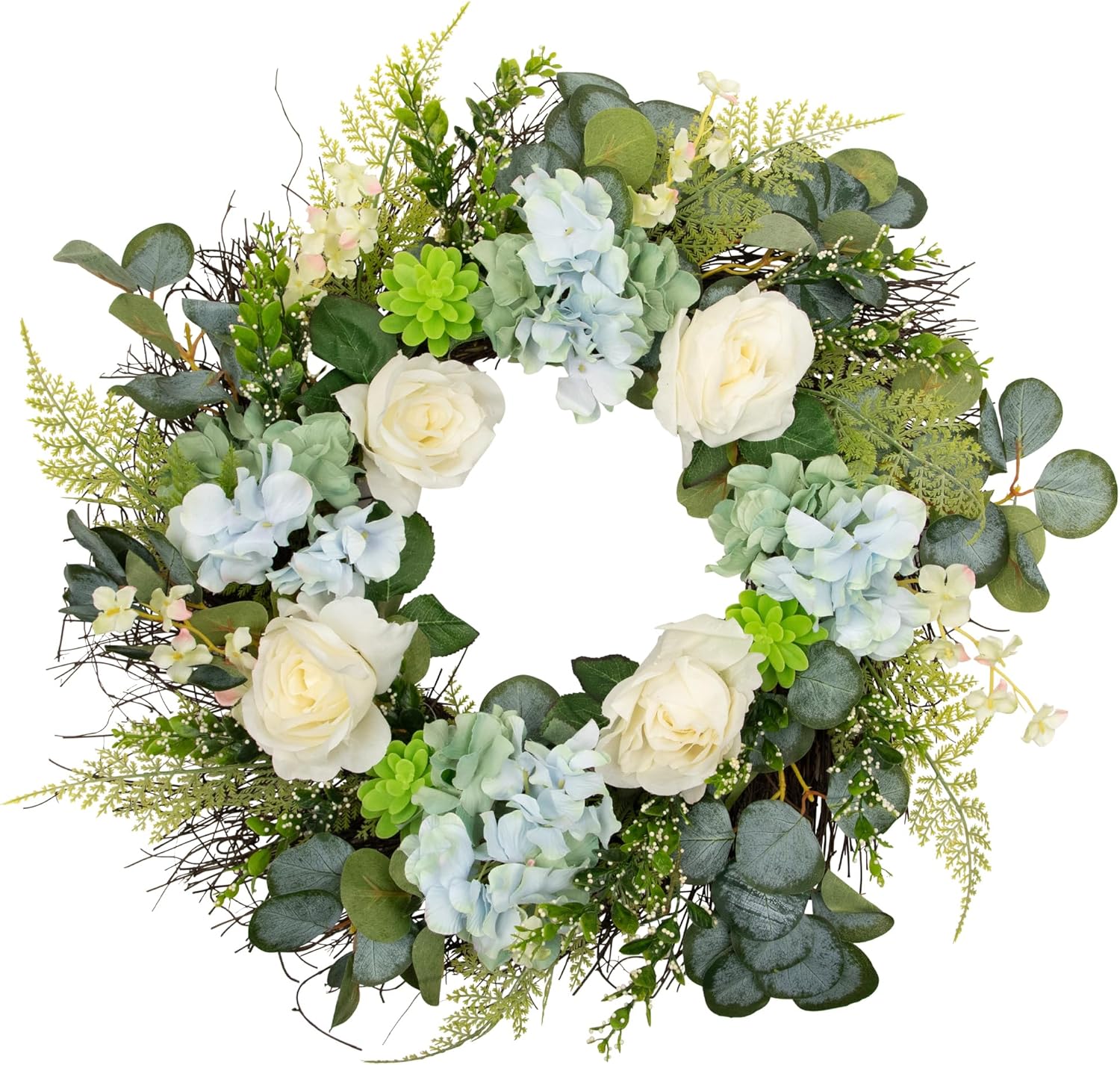 Northlight Spring Wreath White Blue 24 Inch