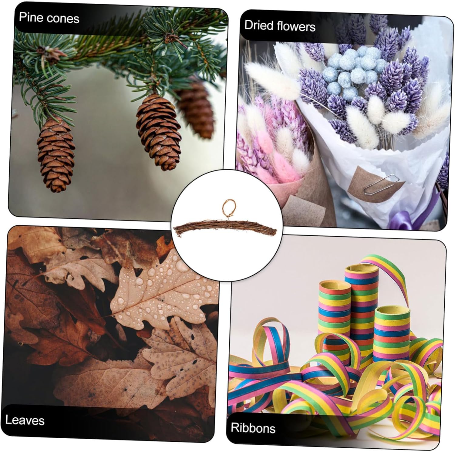 Amosfun 5pcs DIY Rattan Wreath Hanger Heart Shape Frame Front Door Garland Accessory