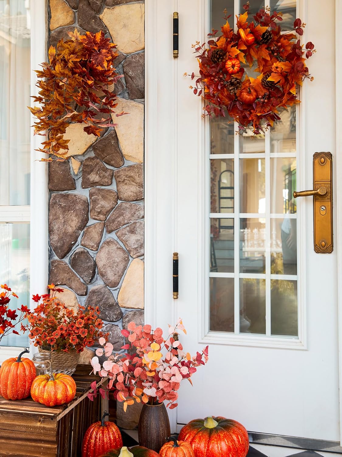 Thanksgiving Wreath - Fall Decor 18 Inch Artificial Door Decor