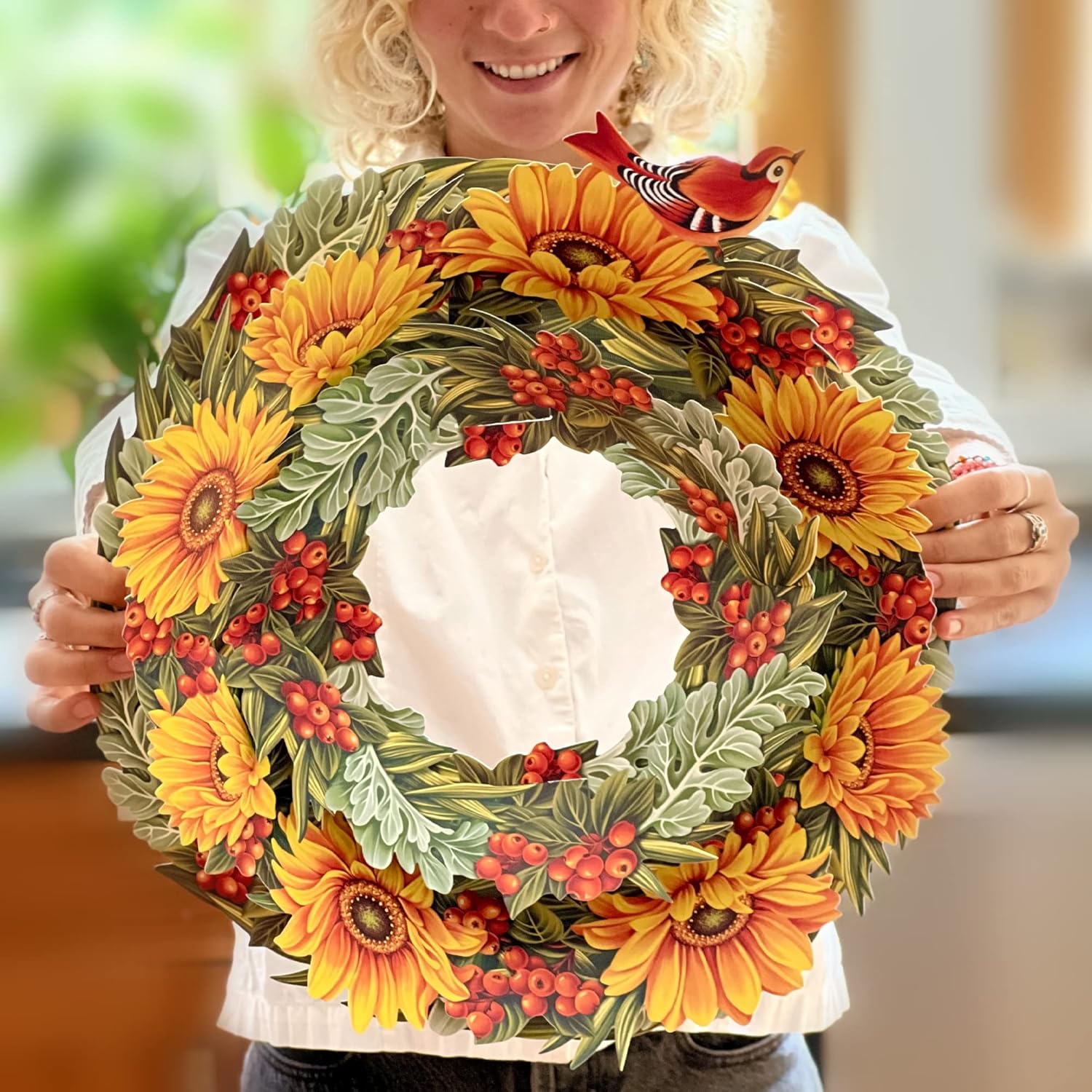 Freshcut Paper Sunflower Wreath 15 Inch 3D Pop Up Card