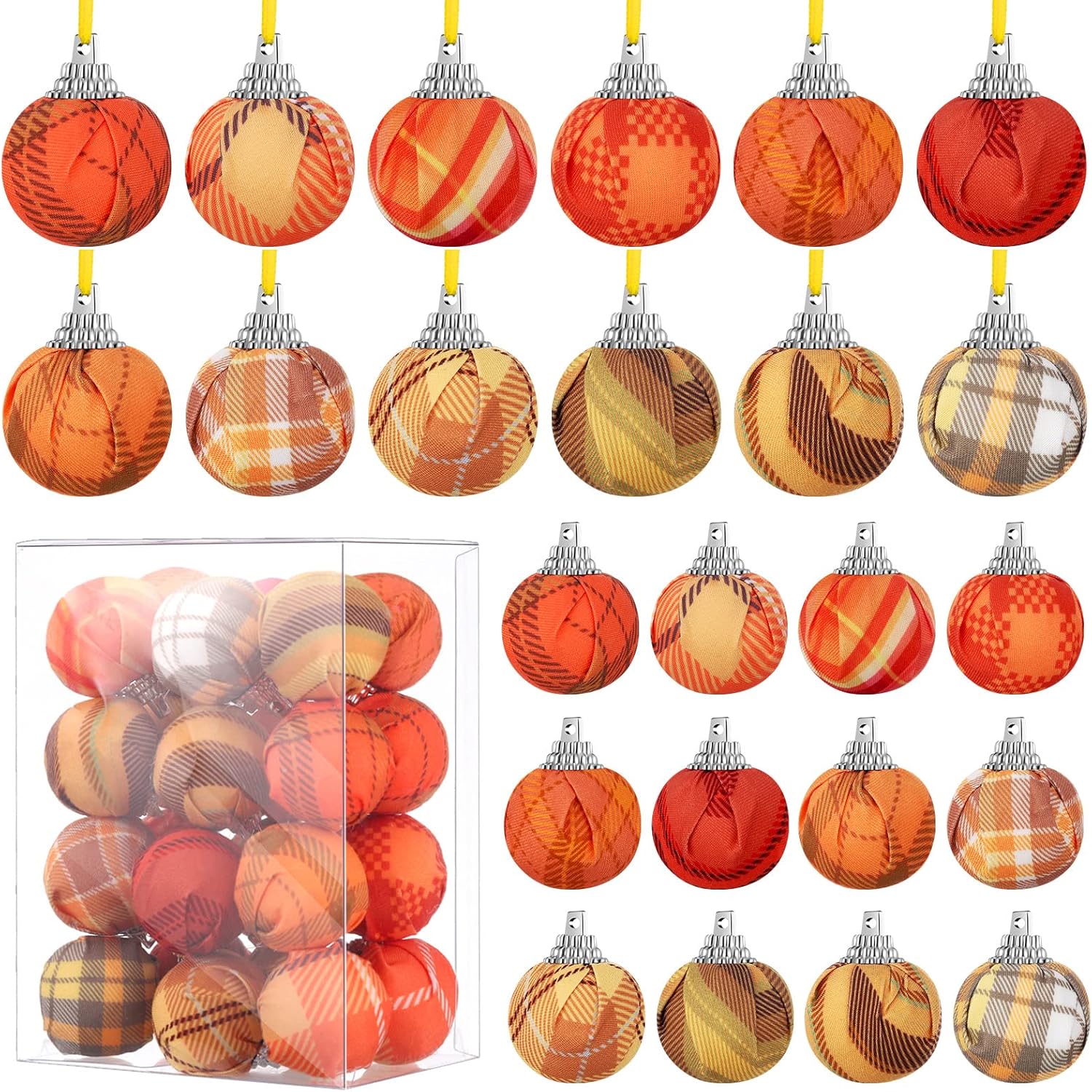 Honoson 24 Pcs Patriotic Tree Ornaments 4th of July Decorations Red White Blue Glitter Mini Balls